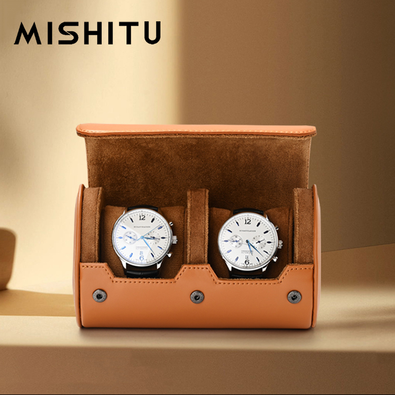 Travel Organizer Men - MISHITU 1/2/3-Slot นาฬิกาม้วนกระเป๋าเดินทางแบบพกพา Vintage หนังนาฬิกากล่องเก็บกระเป๋านาฬิกาผู้ชายของขวัญ