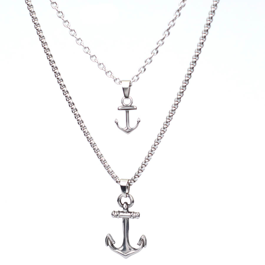 Men Accessories Neck Chain - Hiphop Anchor สร้อยคอสําหรับชาย 2 ชิ้น/เซ็ตสแตนเลส Cuban