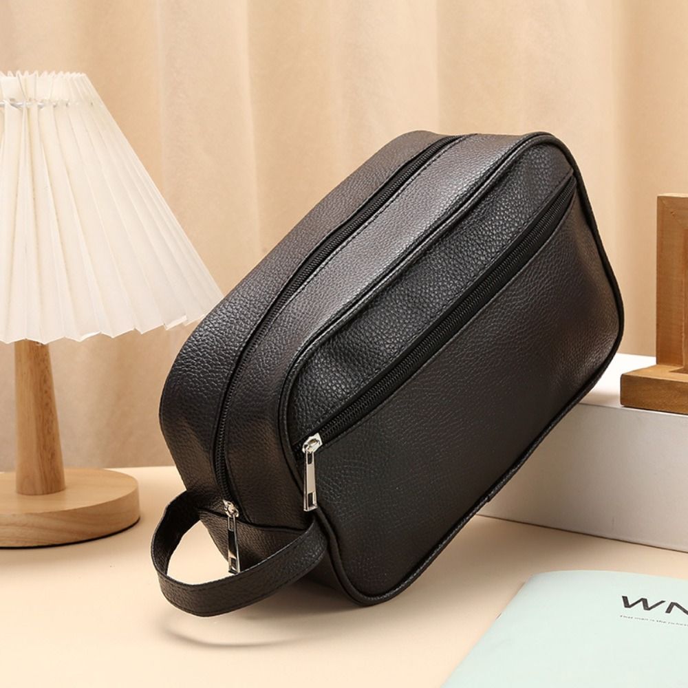 Travel Organizer Men - กระเป๋าเครื่องสำอางสำหรับผู้ชาย ขนาดใหญ่ พกพาสะดวก หนัง PU ซิป